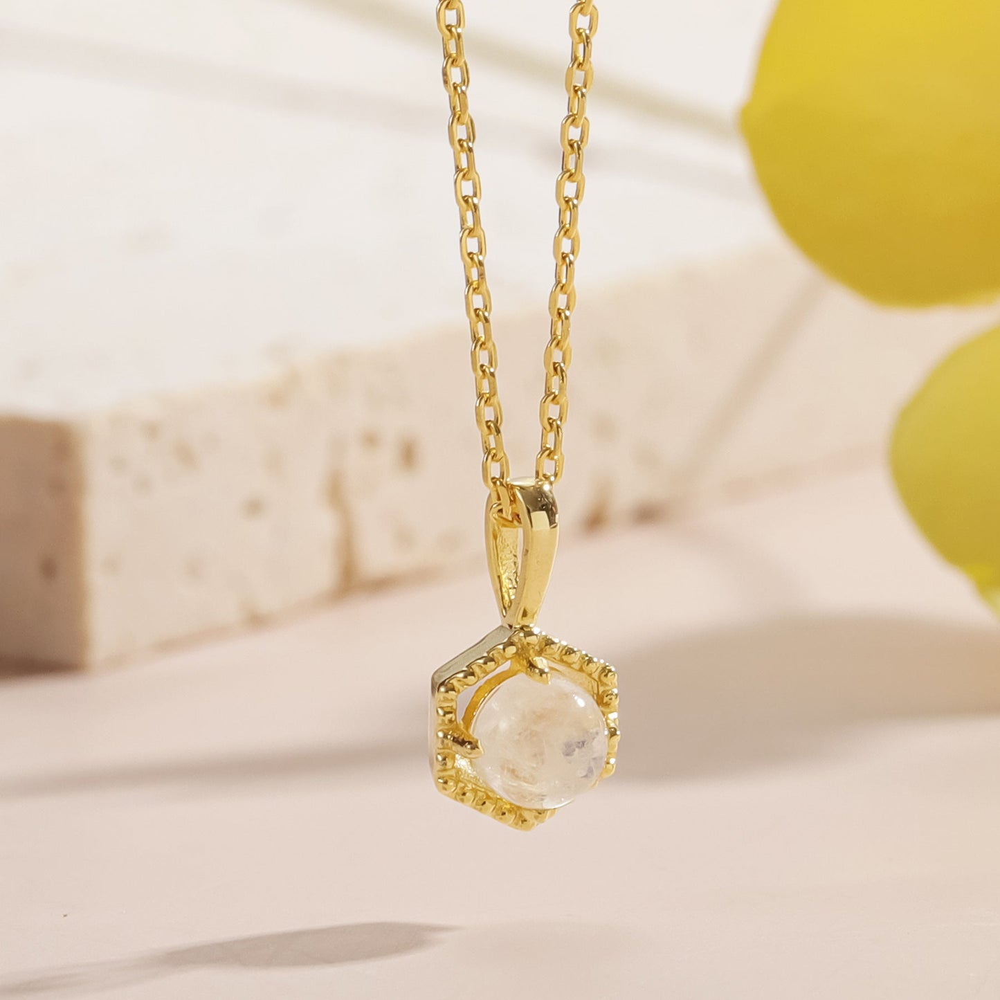 June Birthstone Necklace, Dainty Moonstone Pendant for Bridesmaids Gift