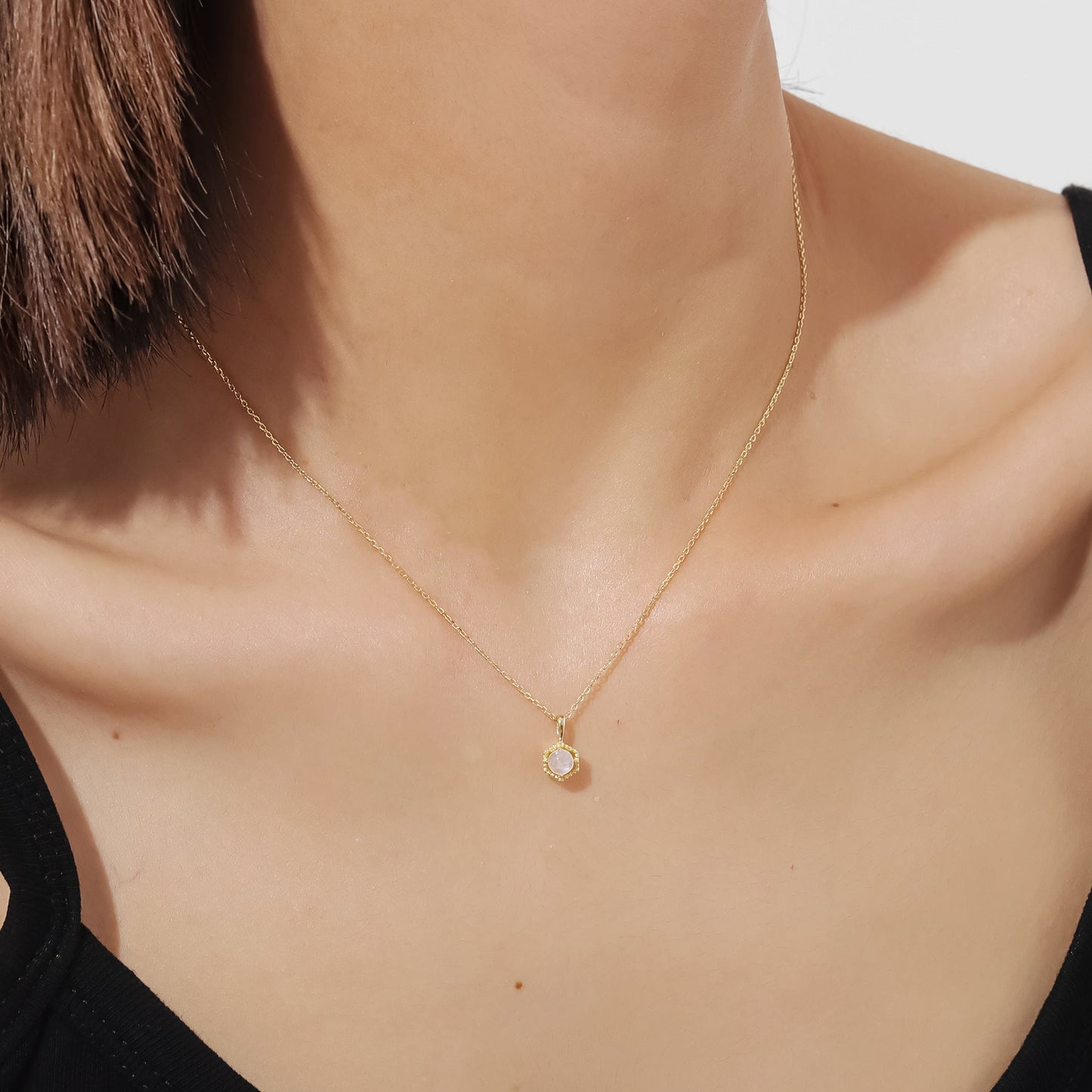 June Birthstone Necklace, Dainty Moonstone Pendant for Bridesmaids Gift