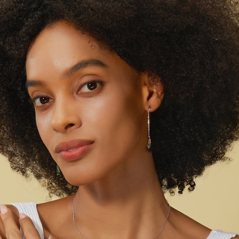 Kite Green Moss Agate Earrings 925 Sterling Silver Gold Plated Earrings