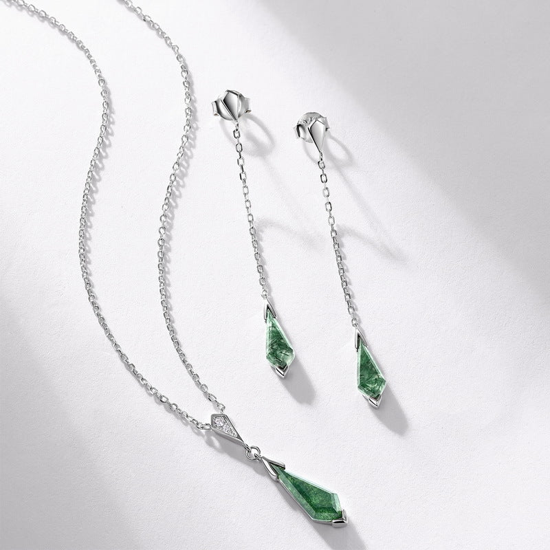 Kite Green Moss Agate Earrings 925 Sterling Silver Gold Plated Earrings