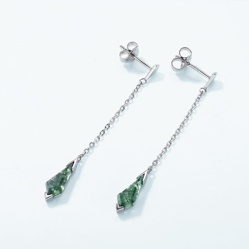 Kite Green Moss Agate Earrings 925 Sterling Silver Gold Plated Earrings