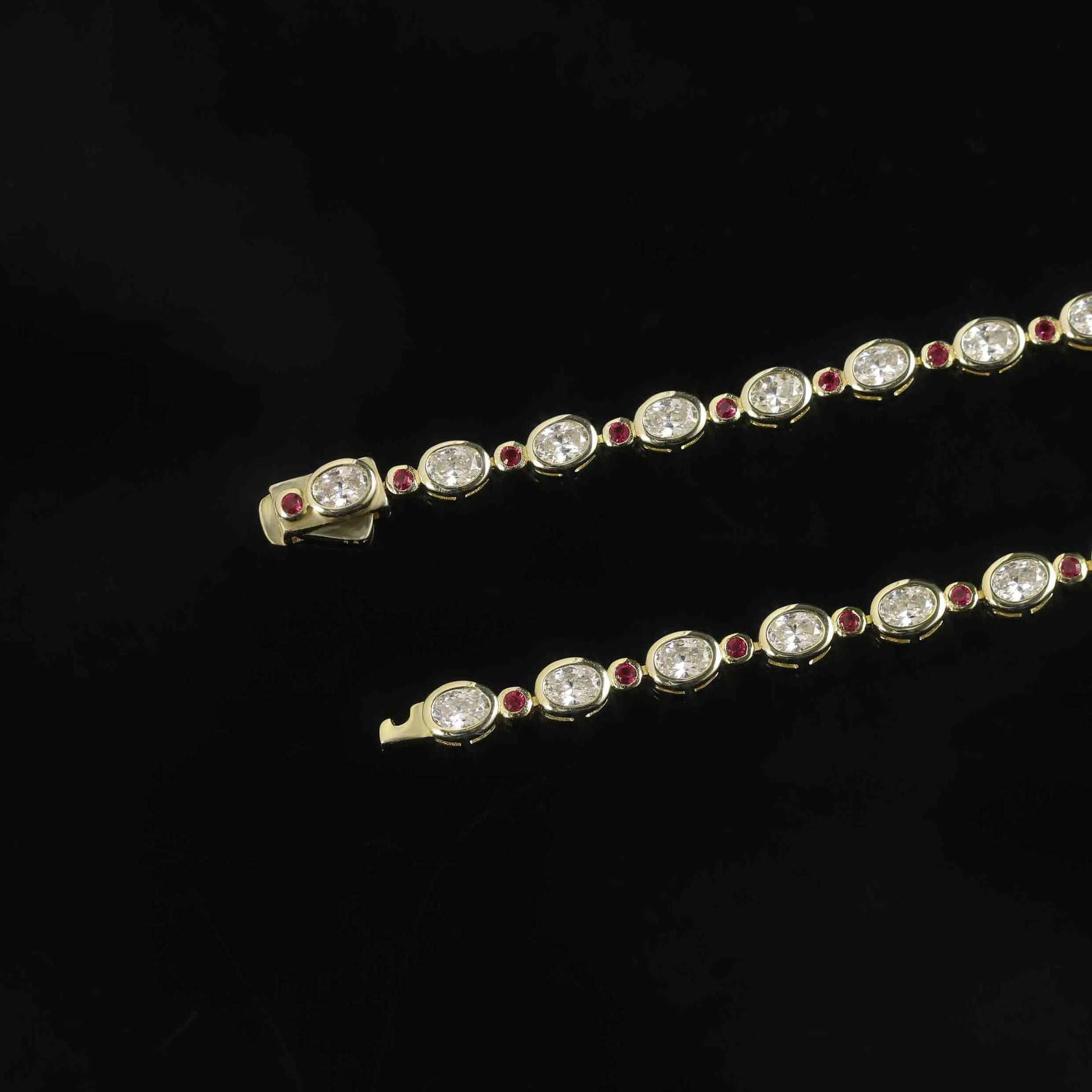 Labgrown Ruby & Moissanite Tennis Bracelet 925 Silver 18K Gold Plated