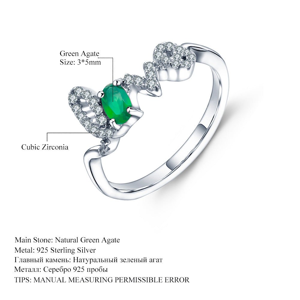 LOVE 925 Sterling Silver Ring with Genuine Gemstones | Amethyst, Garnet, Topaz, Agate