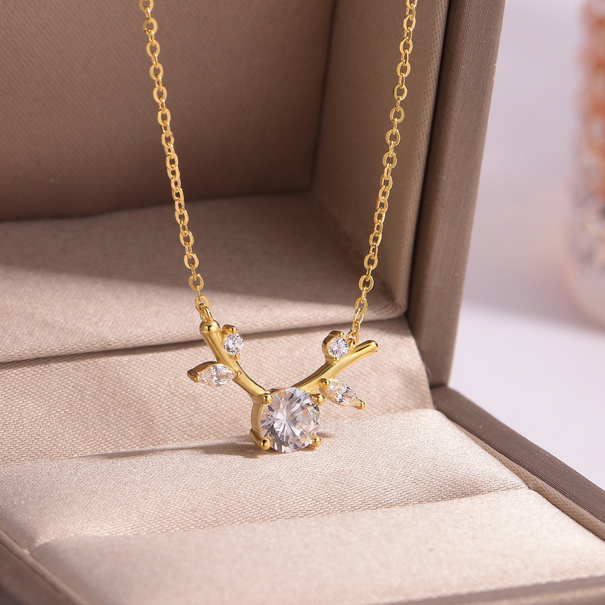 Lucky Deer Necklace - 0.8ct Moissanite Pendant in 925 Sterling Silver Gold Plated, Gift for Her