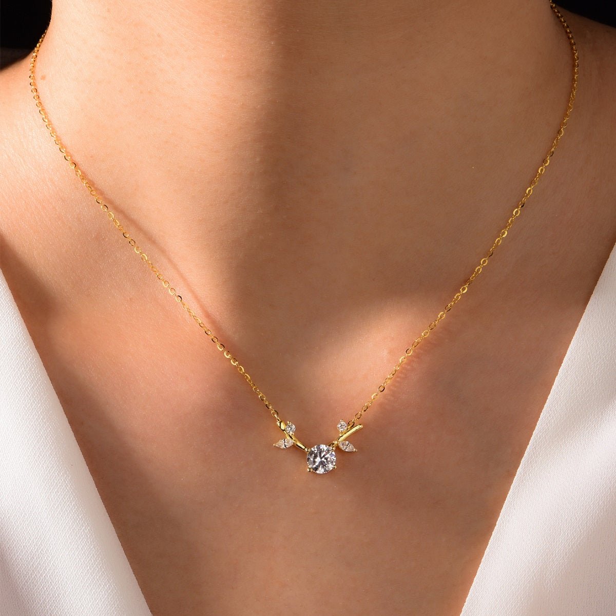 Lucky Deer Necklace - 0.8ct Moissanite Pendant in 925 Sterling Silver Gold Plated, Gift for Her