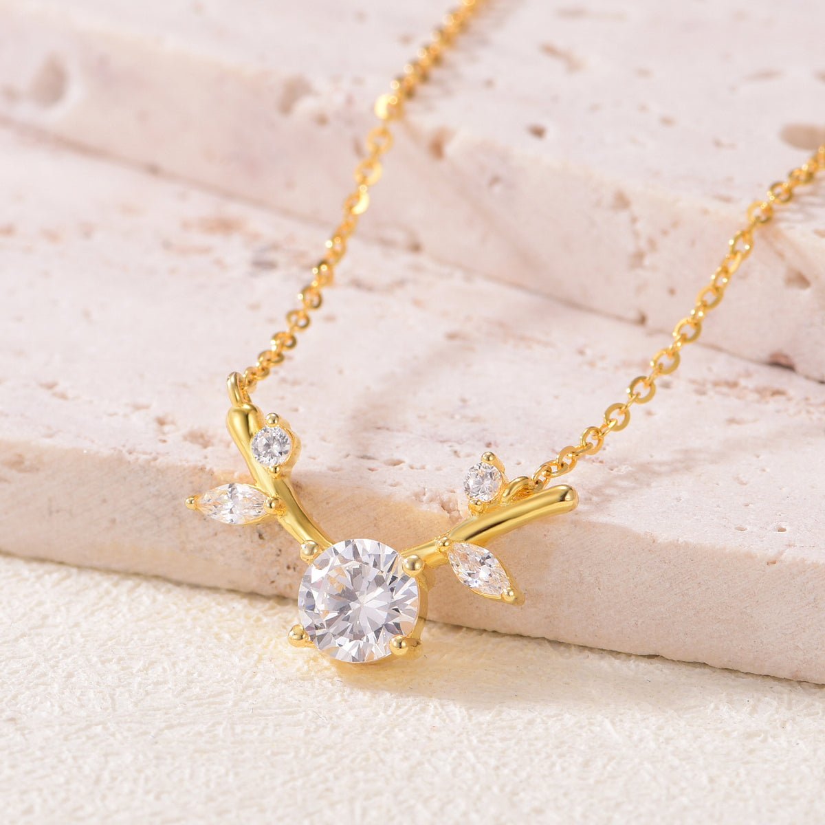 Lucky Deer Necklace - 0.8ct Moissanite Pendant in 925 Sterling Silver Gold Plated, Gift for Her