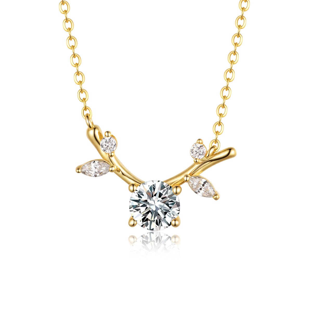 Lucky Deer Necklace - 0.8ct Moissanite Pendant in 925 Sterling Silver Gold Plated, Gift for Her