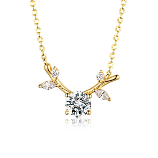 Lucky Deer Necklace - 0.8ct Moissanite Pendant in 925 Sterling Silver Gold Plated, Gift for Her