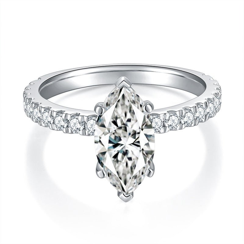 Marquise Moissanite Engagement Ring 2CT Gold Plated 925 Sterling Silver