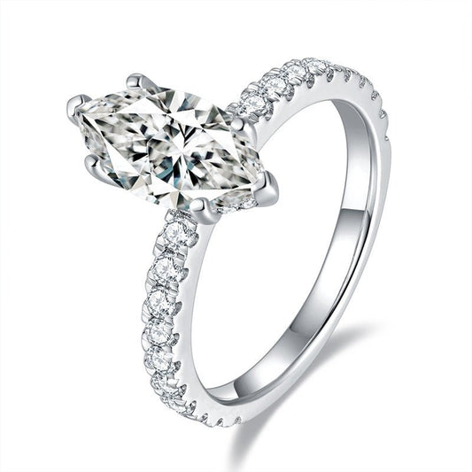 Marquise Moissanite Engagement Ring 2CT Gold Plated 925 Sterling Silver