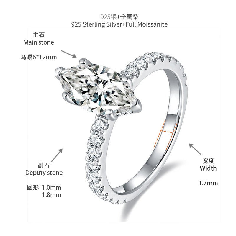 Marquise Moissanite Engagement Ring 2CT Gold Plated 925 Sterling Silver