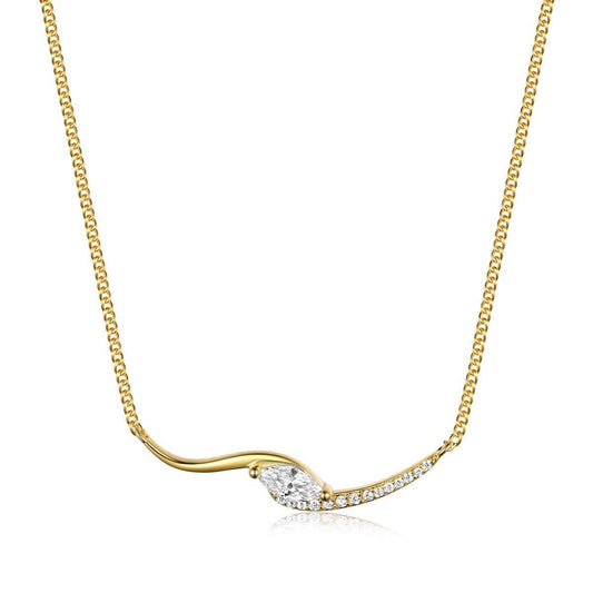Marquise Moissanite Necklace, 925 Silver Clavicle Chain with Gold & White Gold Plating