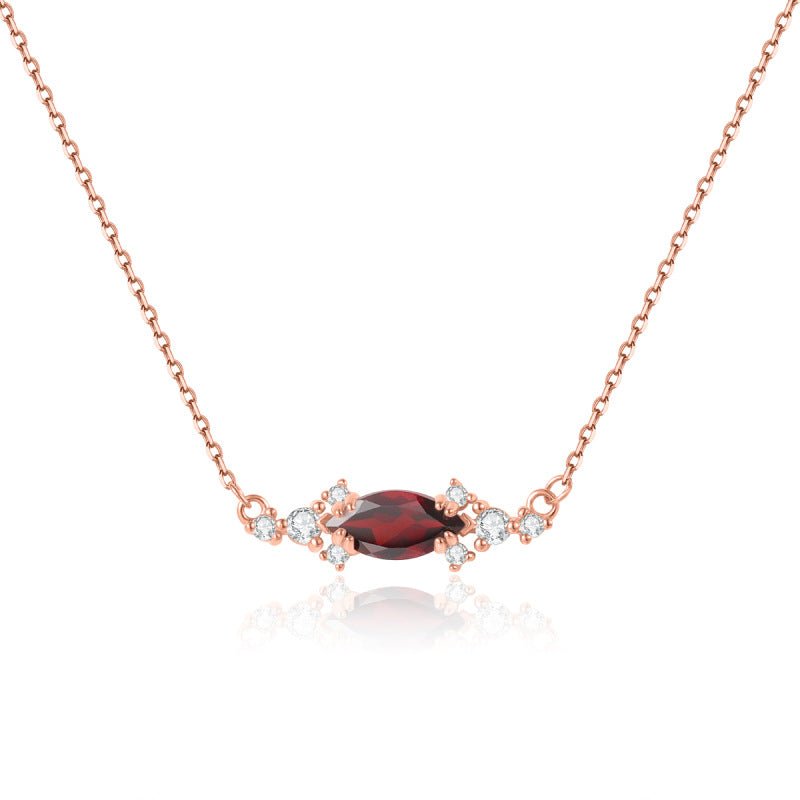 Marquise Natural Garnet 925 Sterling Silver Necklace Wedding Anniversary Birthday Christmas Gift