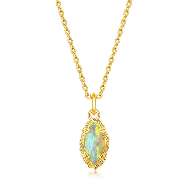 Marquise Opal Necklace | Dainty S925 Silver Promise Necklace for Women