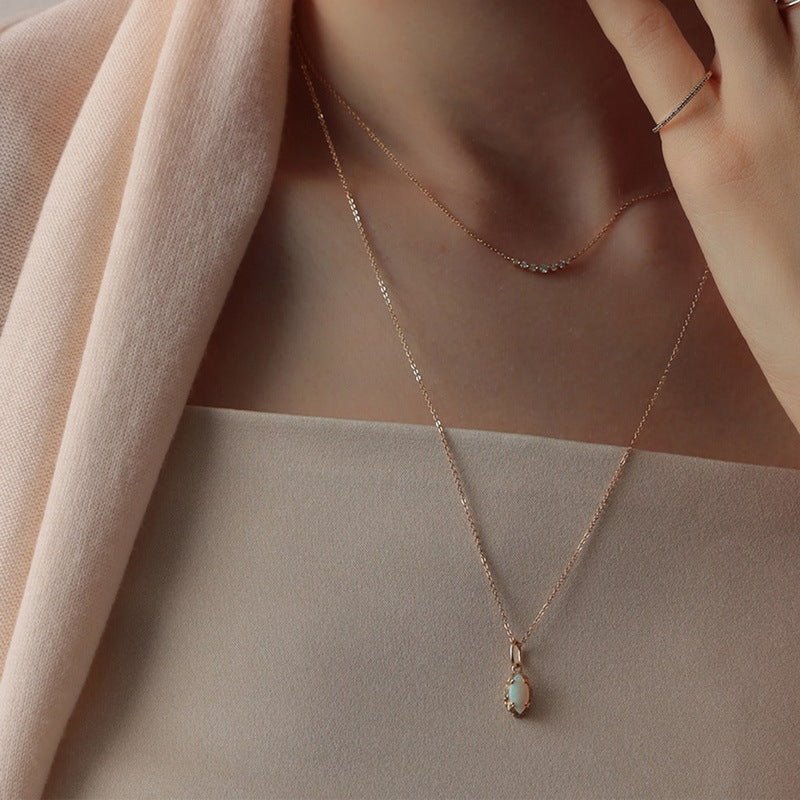 Marquise Opal Necklace | Dainty S925 Silver Promise Necklace for Women