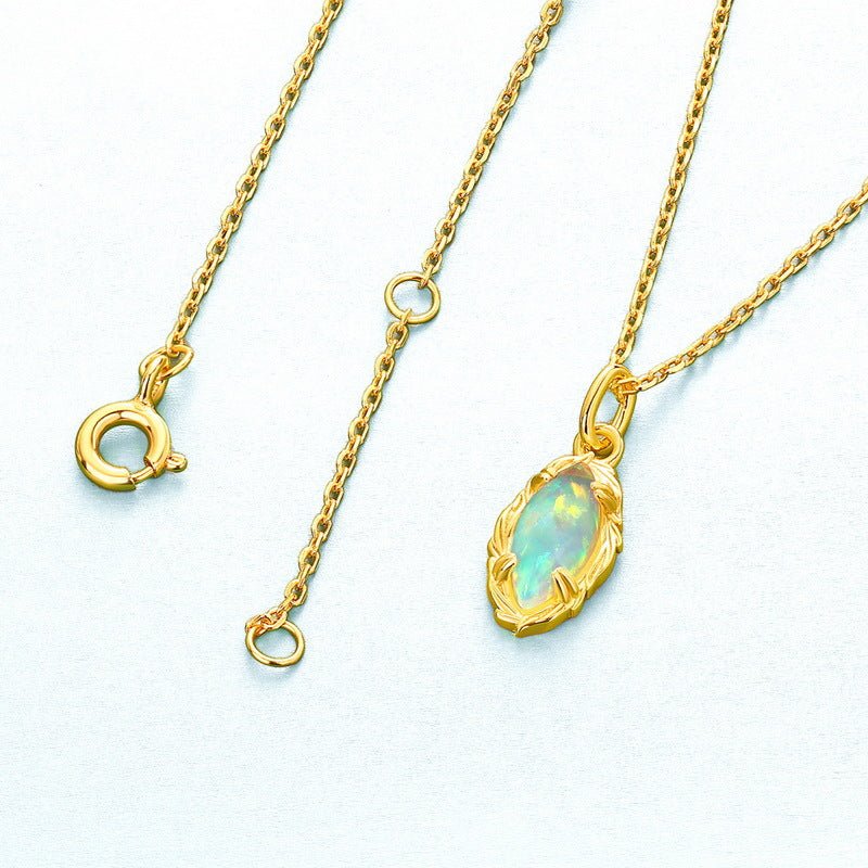 Marquise Opal Necklace | Dainty S925 Silver Promise Necklace for Women