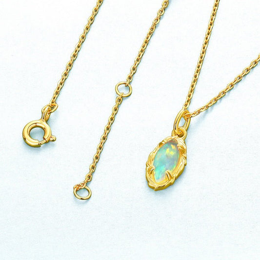 Marquise Opal Necklace | Dainty S925 Silver Promise Necklace for Women