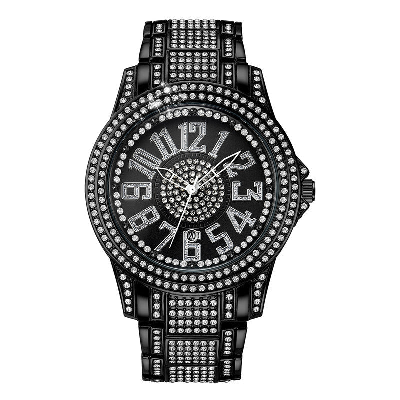 Men's Diamond Fashion Alloy Strap Date Quartz Watch