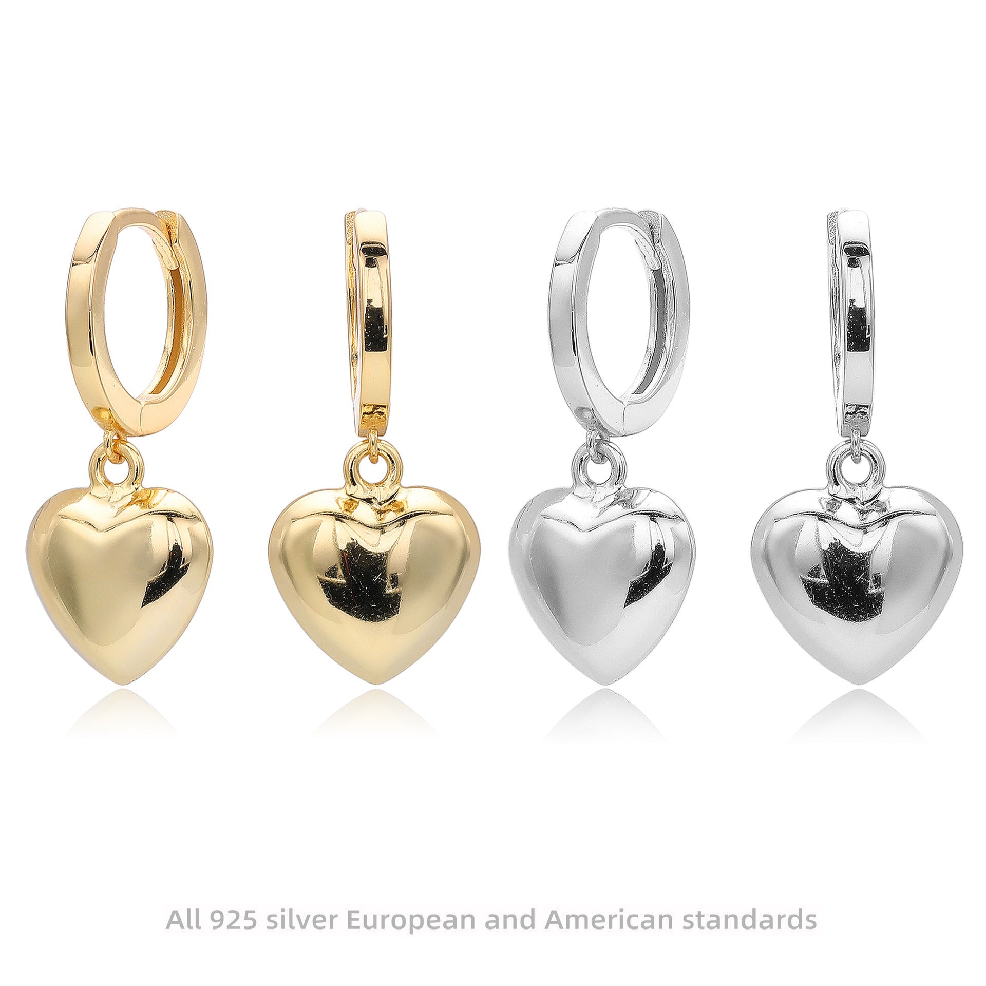 Minimalist Heart Huggie Hoops | 925 Sterling Silver | 18K Gold or Platinum Plated