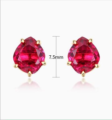 Minimalist Irregular Red Corundum Stud Earrings 925 Sterling Silver Gift for her