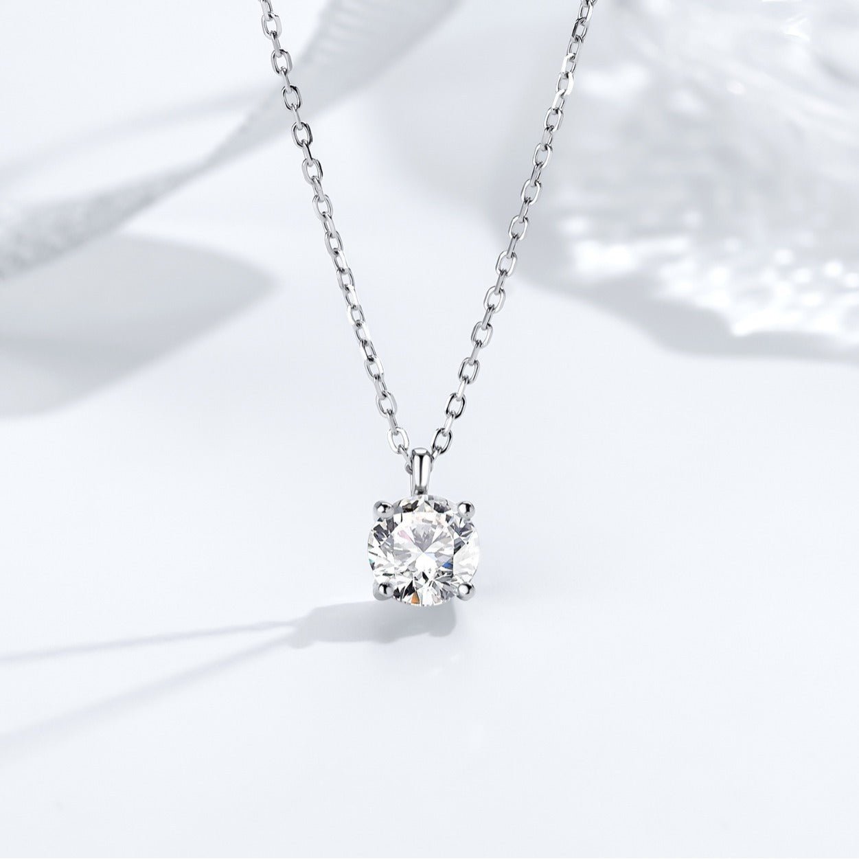 Minimalist Moissanite Solitaire Pendant Necklace in Sterling Silver, 1 Ct Moissanite Diamond Bubble Necklace