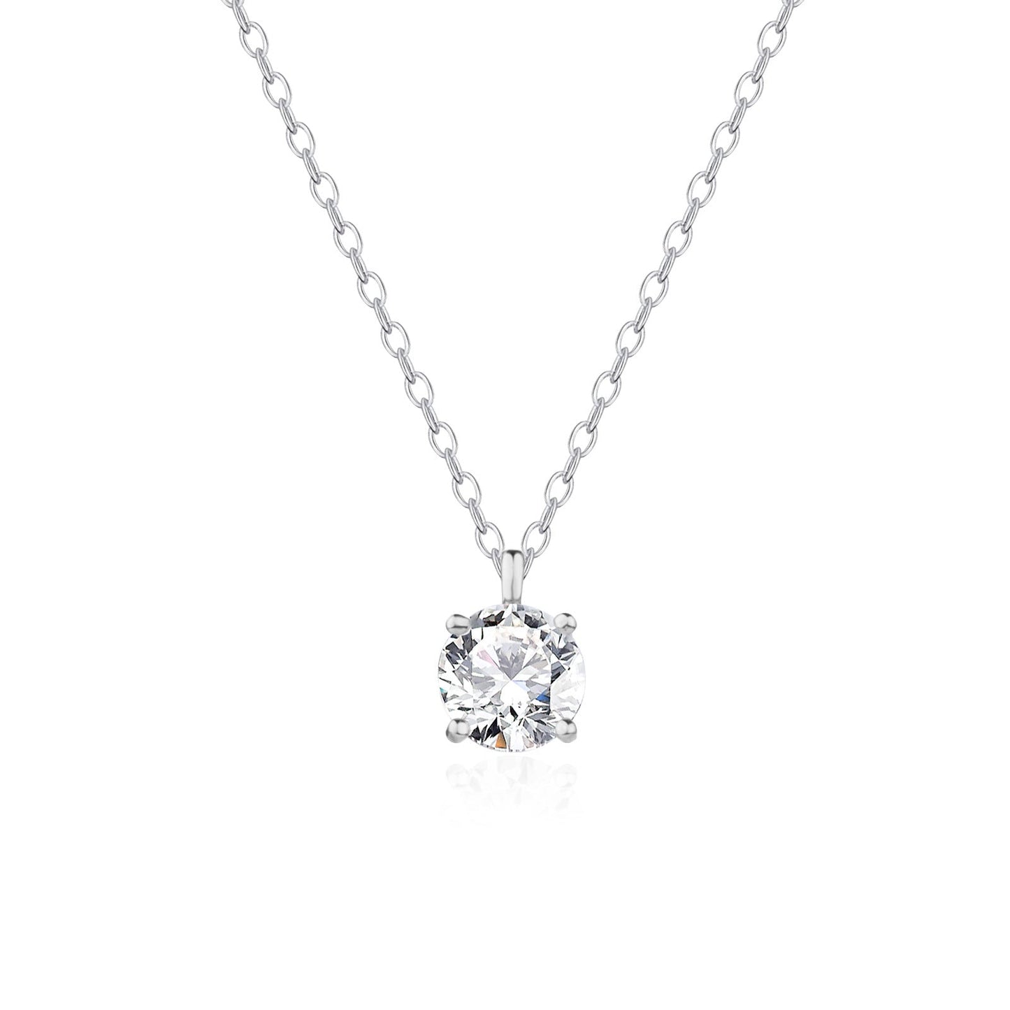 Minimalist Moissanite Solitaire Pendant Necklace in Sterling Silver, 1 Ct Moissanite Diamond Bubble Necklace