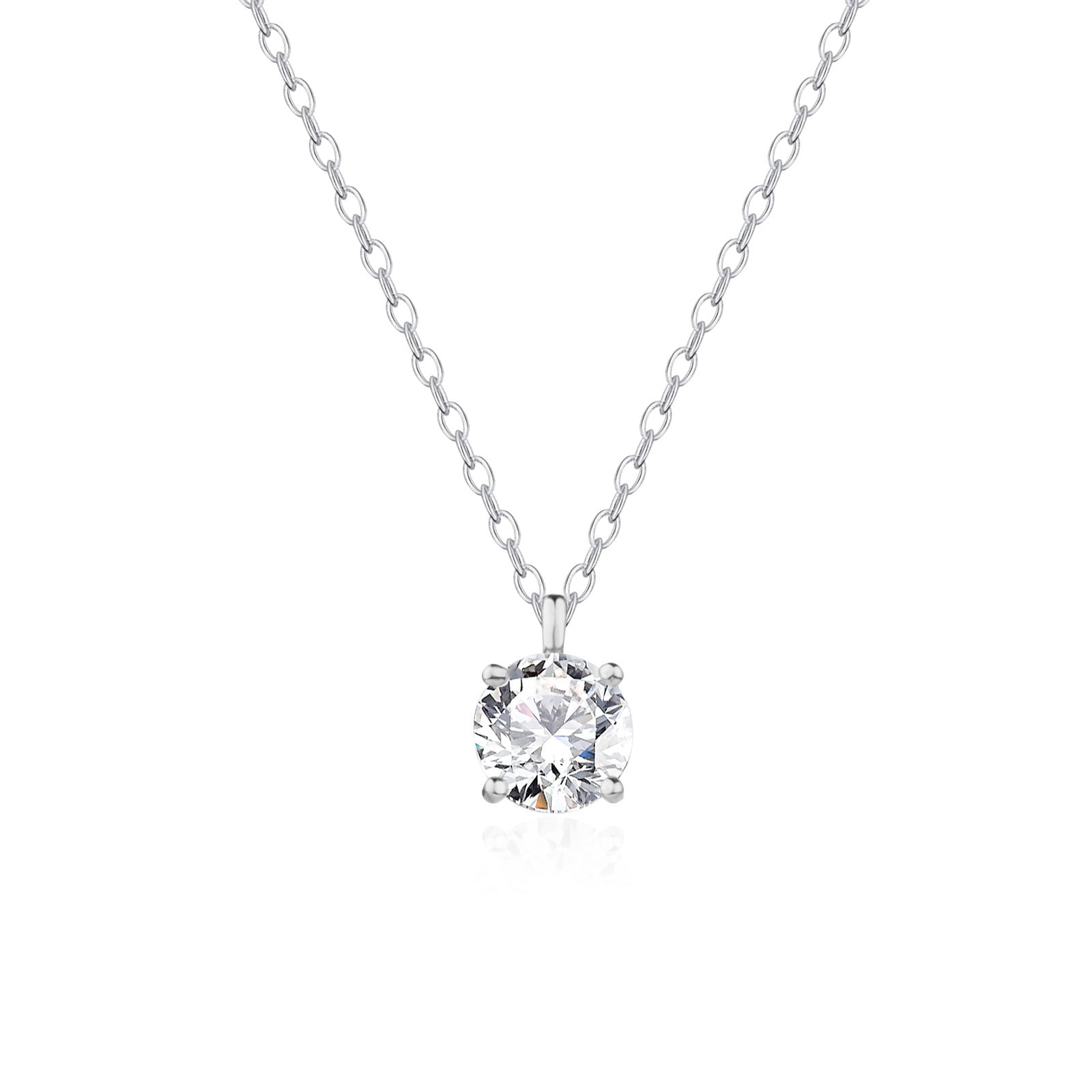 Minimalist Moissanite Solitaire Pendant Necklace in Sterling Silver, 1 Ct Moissanite Diamond Bubble Necklace