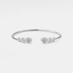 Moissanite Round Cut Stacking Bangle Bracelet Sterling Silver Minimalist Jewelry