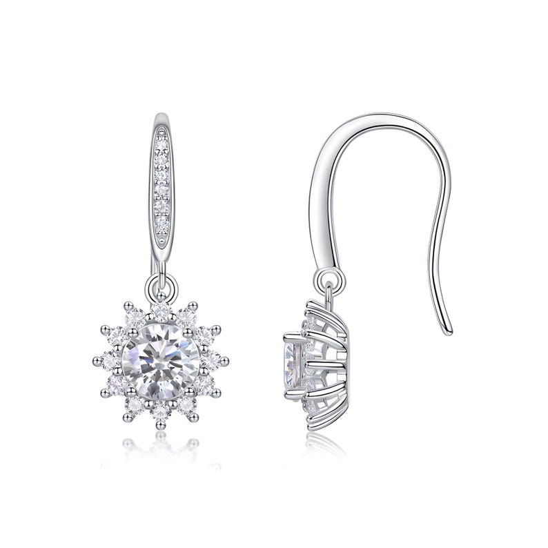 Moissanite Snowflake Earrings 925 Sterling Silver Hoop Gift for Her