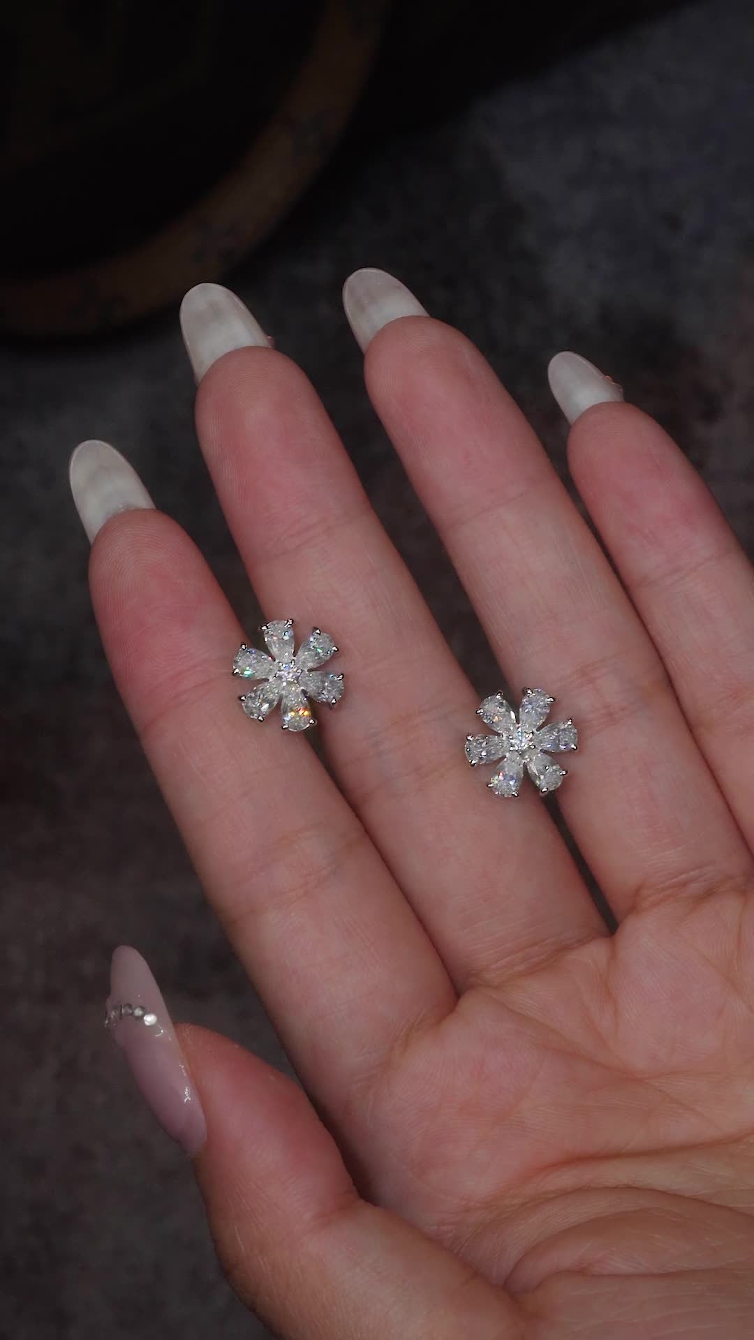 Moissanite Snowflake Earrings 925 Sterling Silver Studs