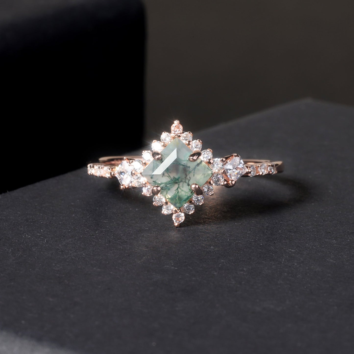 Moss Agate Ring 925 Sterling Silver | 18K Gold Plated | Nature Inspired Jewelry