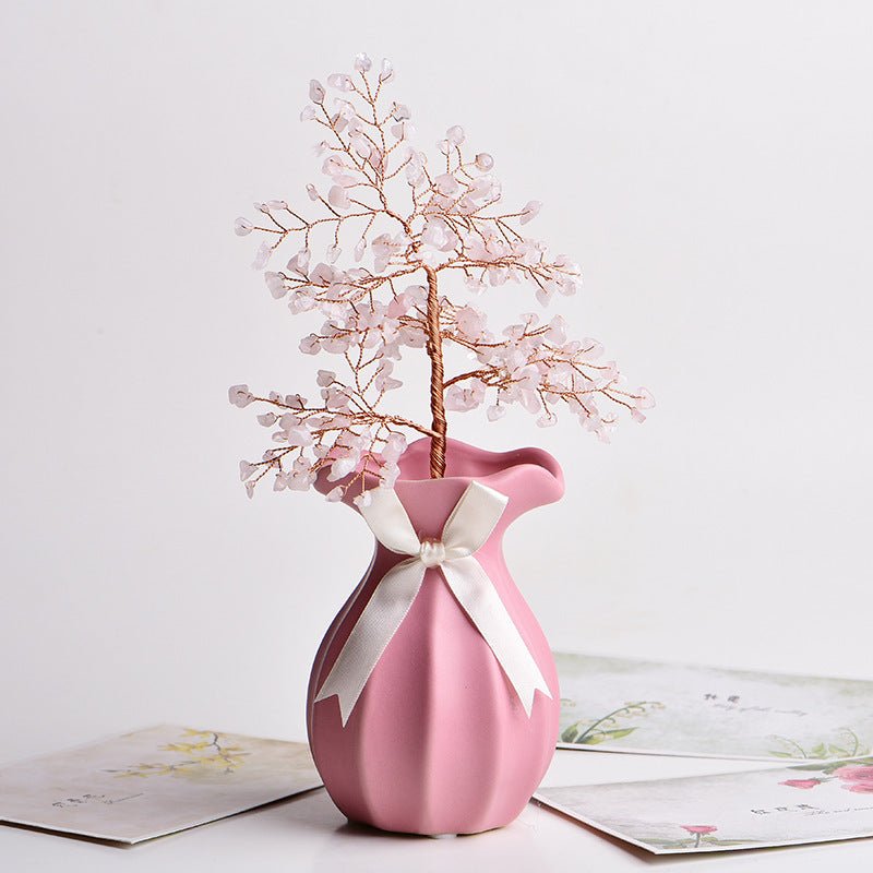 Natural Crystal Ceramic Vases - Modern Minimalist Desk Decor Collection