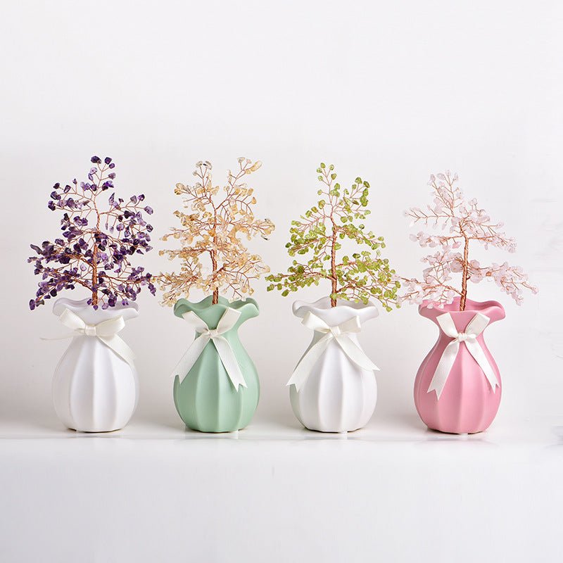 Natural Crystal Ceramic Vases - Modern Minimalist Desk Decor Collection