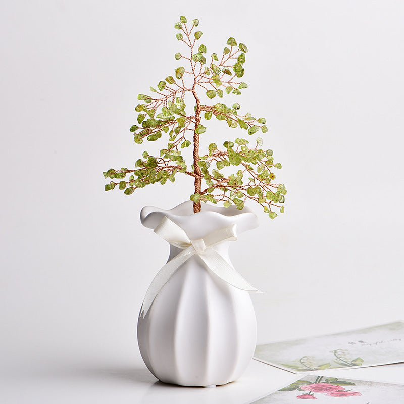 Natural Crystal Ceramic Vases - Modern Minimalist Desk Decor Collection