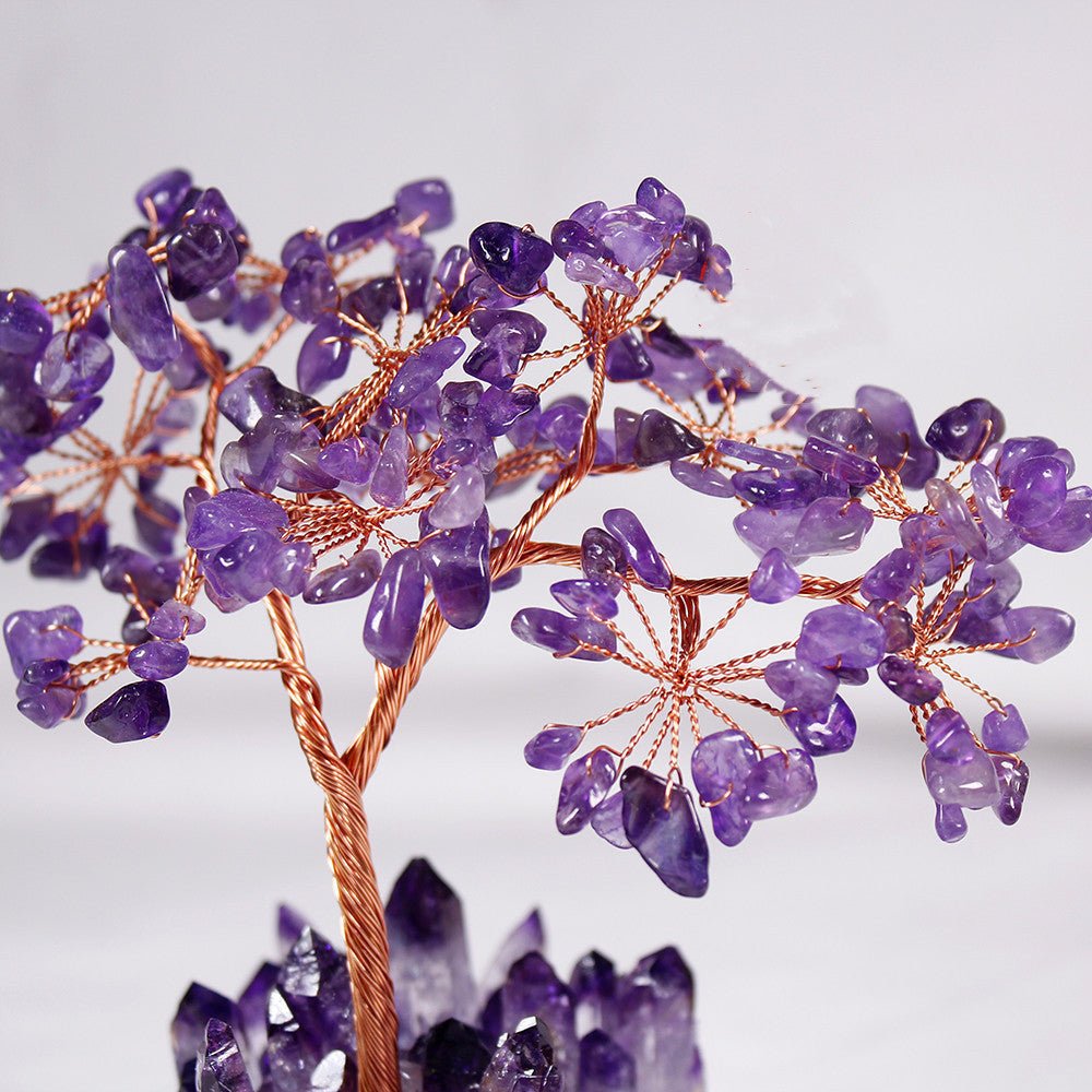 Natural Amethyst Flower Tree Amethyst Cluster Base Desktop Office Decoration Ornaments