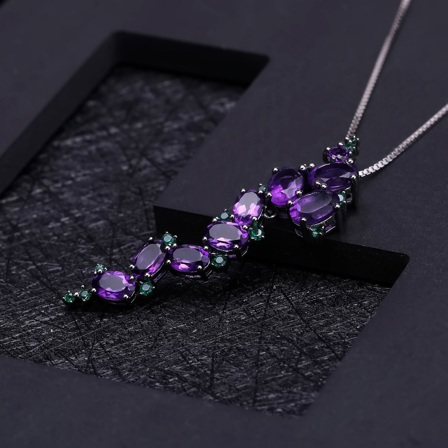 Natural Amethyst Pendant Necklace 925 Silver Gift for Her