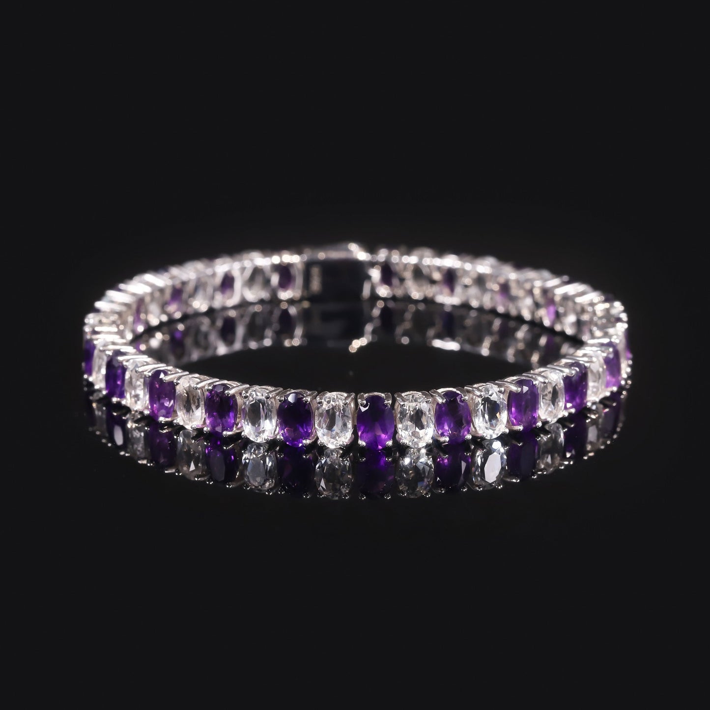 Natural Amethyst Tennis Bracelet | Eternal Elegance in Sterling Silver
