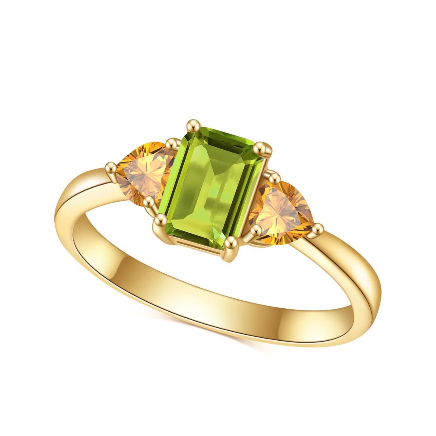 Natural Citrine Peridot Ring Engagement Ring 925 Sterling Silver Gift For Her