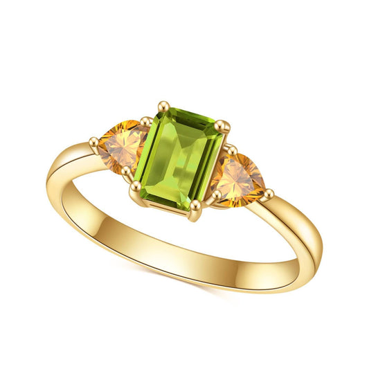 Natural Citrine Peridot Ring Engagement Ring 925 Sterling Silver Gift For Her