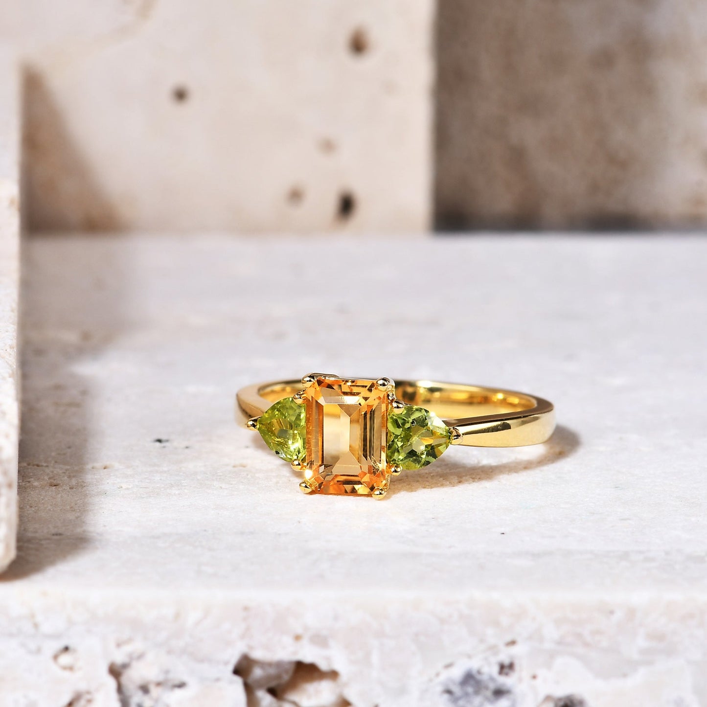 Natural Citrine Peridot Ring Engagement Ring 925 Sterling Silver Gift For Her