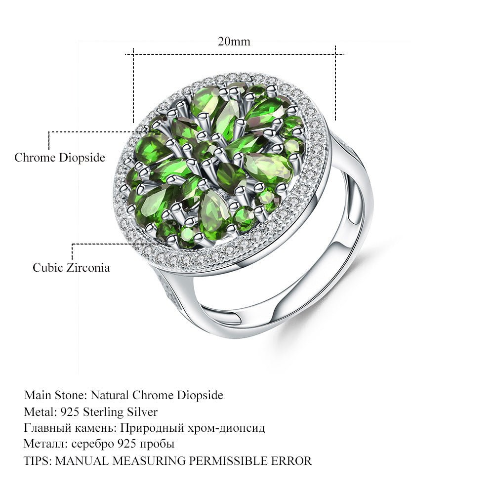 Natural Garnet Topaz Diopside State Ring 925 Silver Crystal Ring Wendding Gift For Her