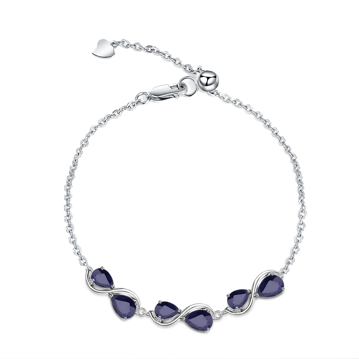 Natural Gemstone Bracelet | Sapphire or Garnet | 925 Sterling Silver Dainty Gift