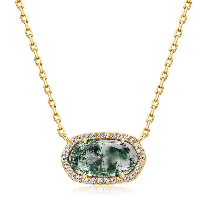 Natural Moss Agate Necklace 925 Sterling Silver Genuine Green Moss Agate Pendant Jewelry Gift