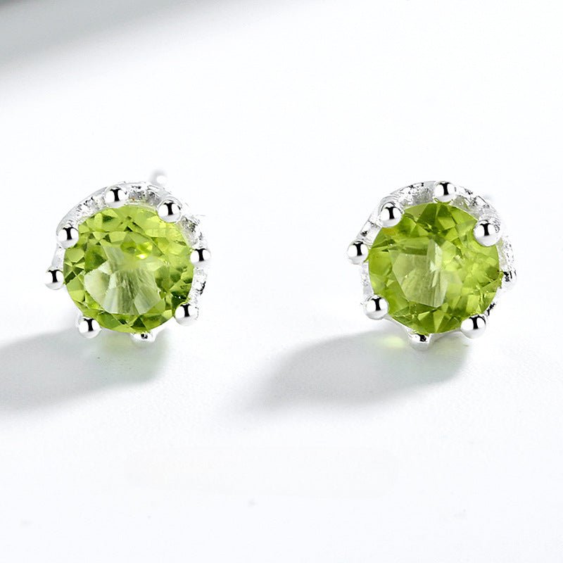 Natural Peridot Earrings 925 Sterling Silver Crystal Crown August Birthstone Christmas Gift for Her