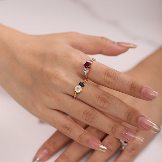 Natural Round Moonstone Ring 925 Sterling Silver Plated 14k Gold Ring