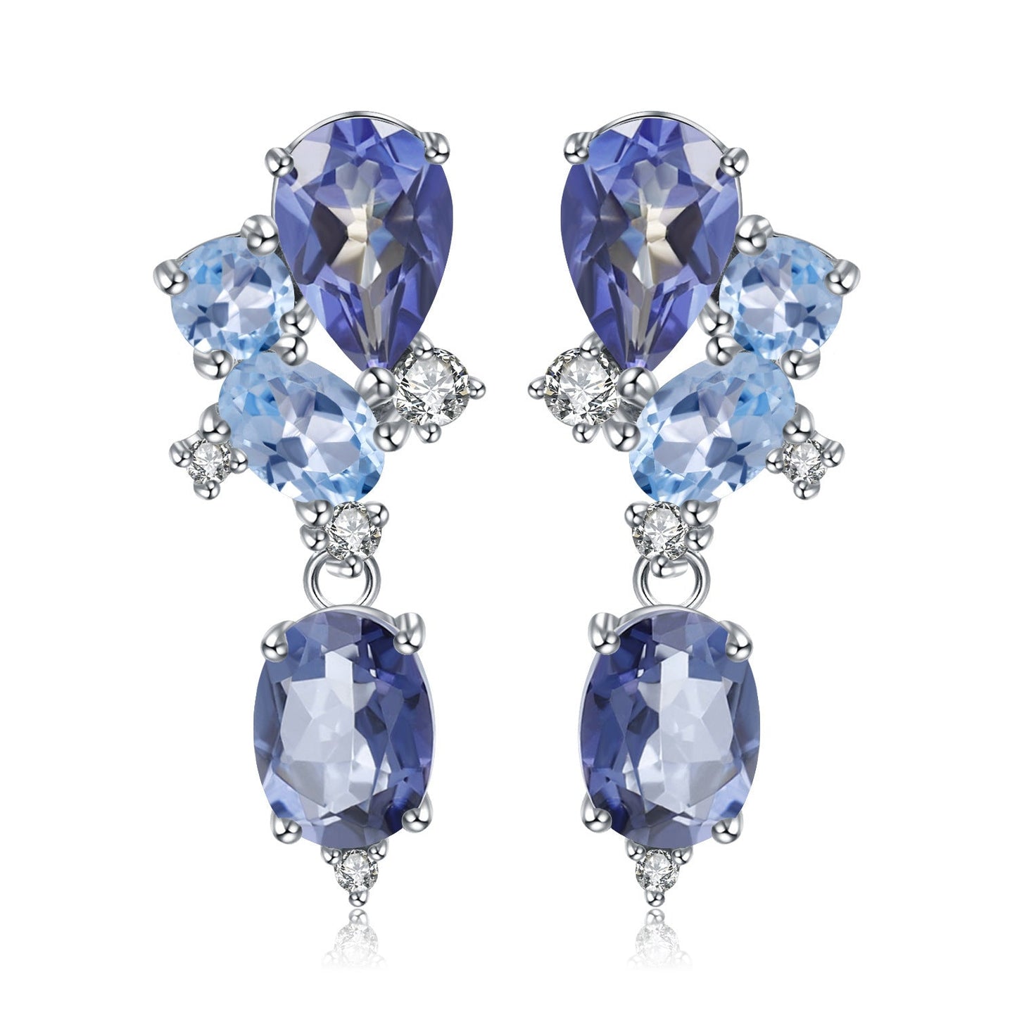 Natural Sky Blue Topaz Amethyst Earrings Banquet 925 Silver Earrings