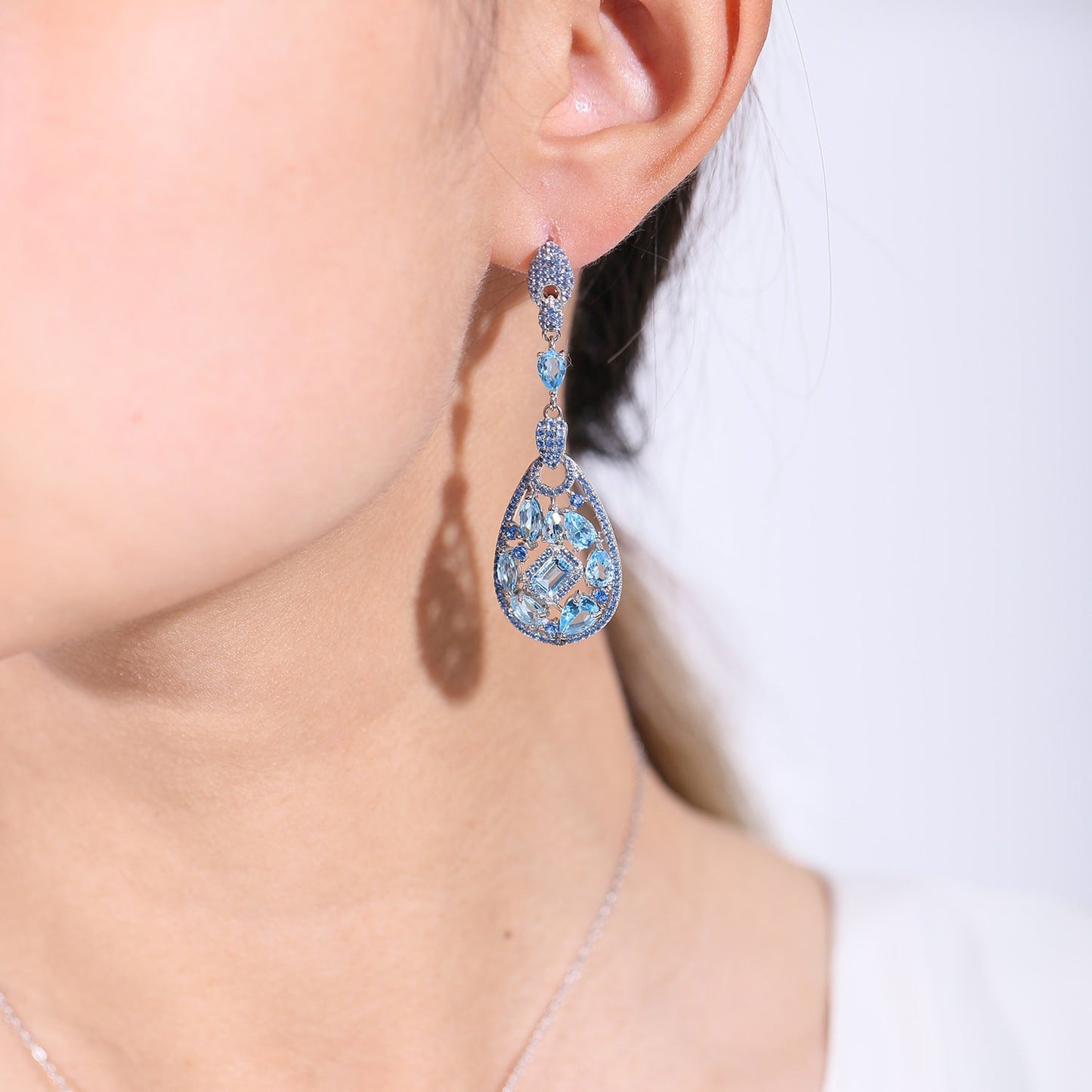 Natural Topaz Crystal Peridot Drop Huggies Earrings 925 Sterling Silver