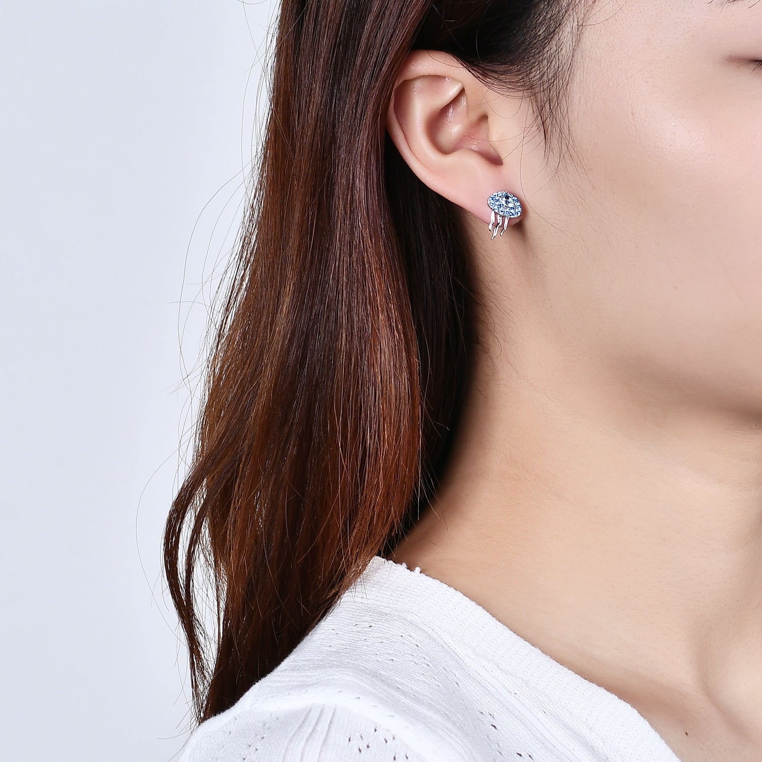 Natural Topaz Jellyfish Earrings 925 Sterling Silver Stud Gift for Her