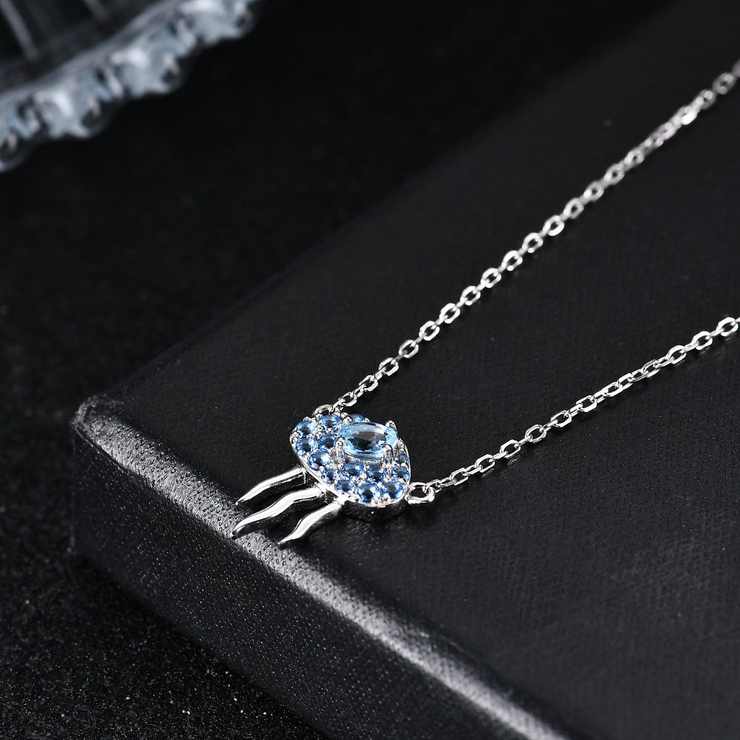 Natural Topaz Necklace Jellyfish Style Necklace 925 Silver Gift for Her