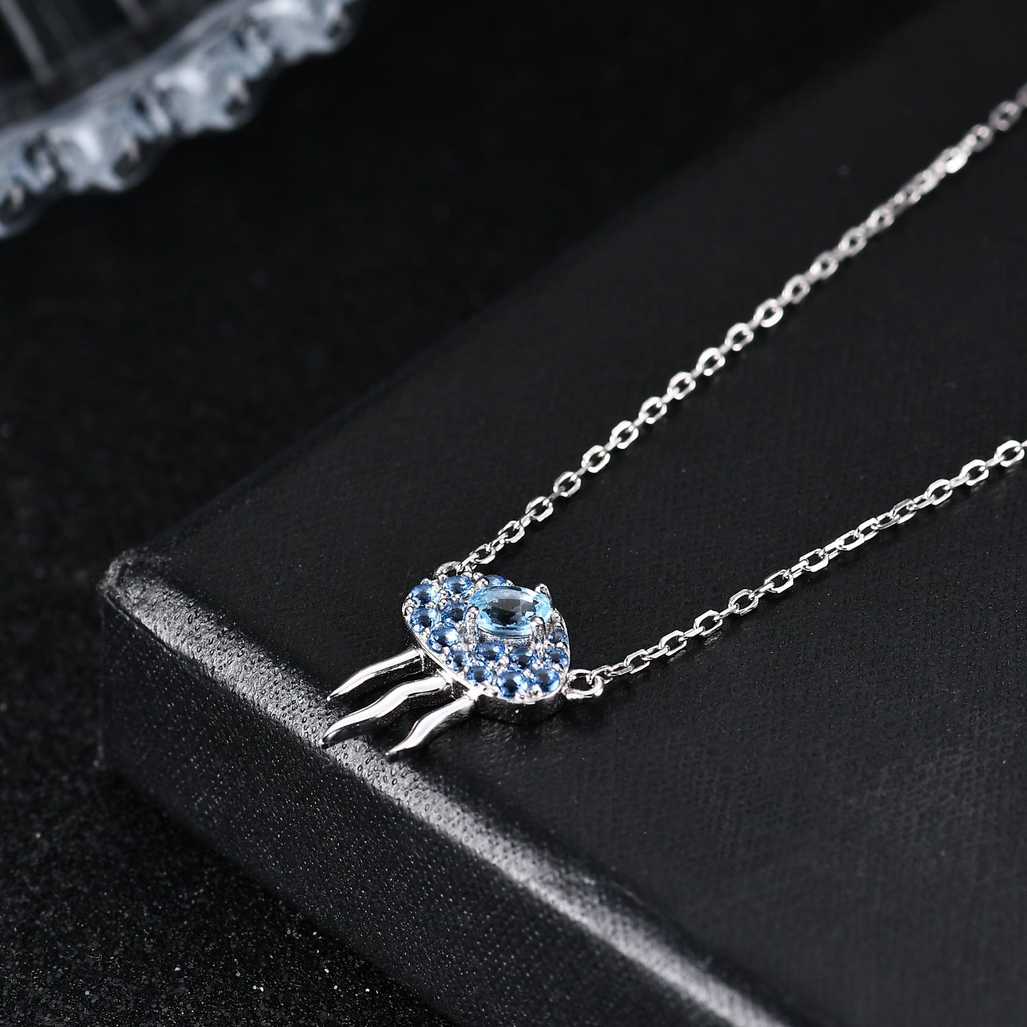 Natural Topaz Necklace Jellyfish Style Necklace 925 Silver Gift for Her